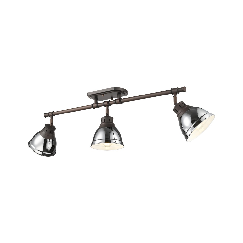 Yep by Golden Lighting Duncan 3-light Semi-Flush Mount in Rubbed Bronze and Chrome shade